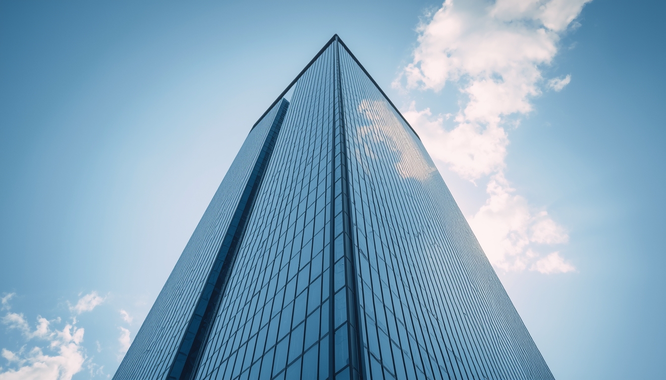 Modern glass-and-steel skyscraper representing scale and discipline