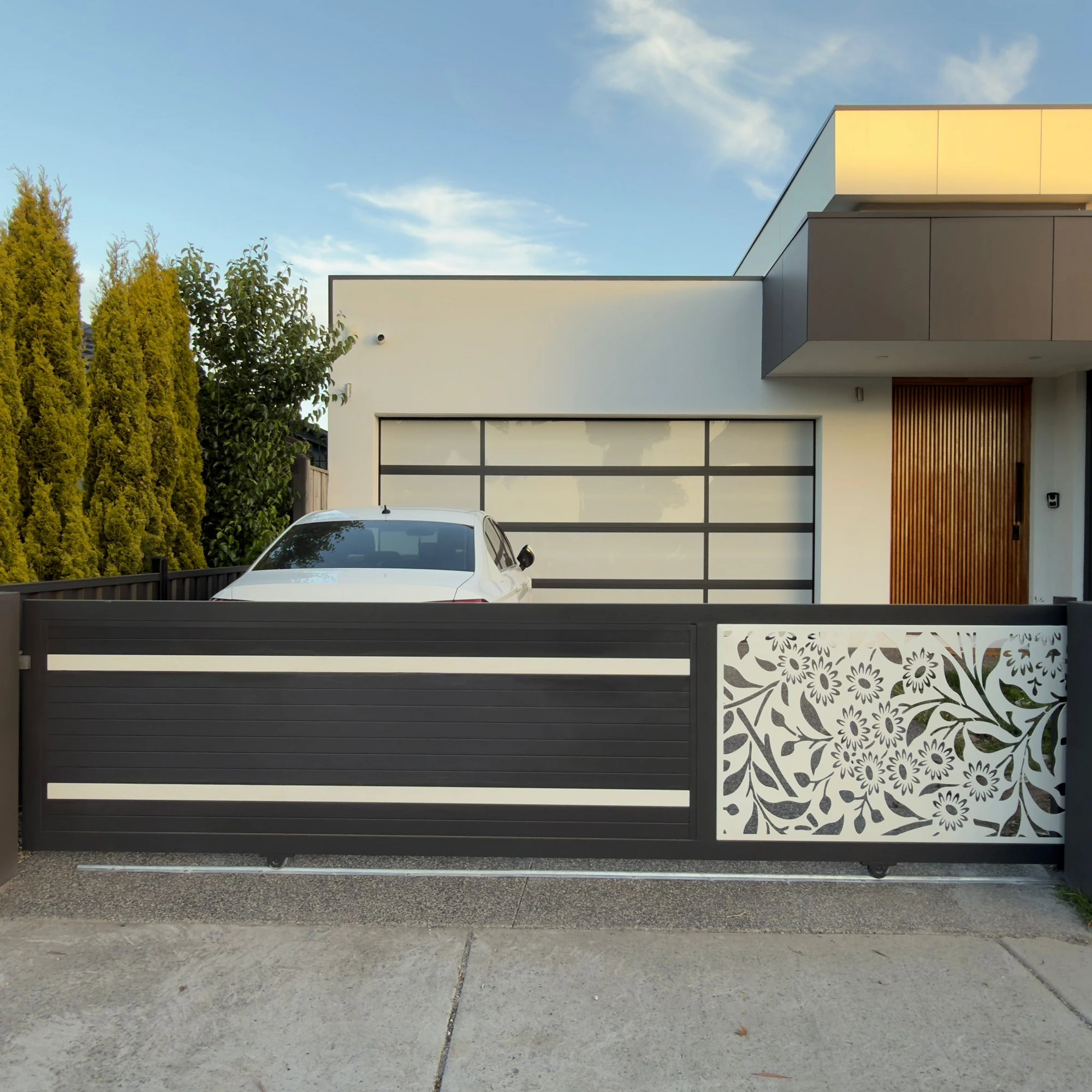 Automated Sliding Gate with Laser-Cut Panel