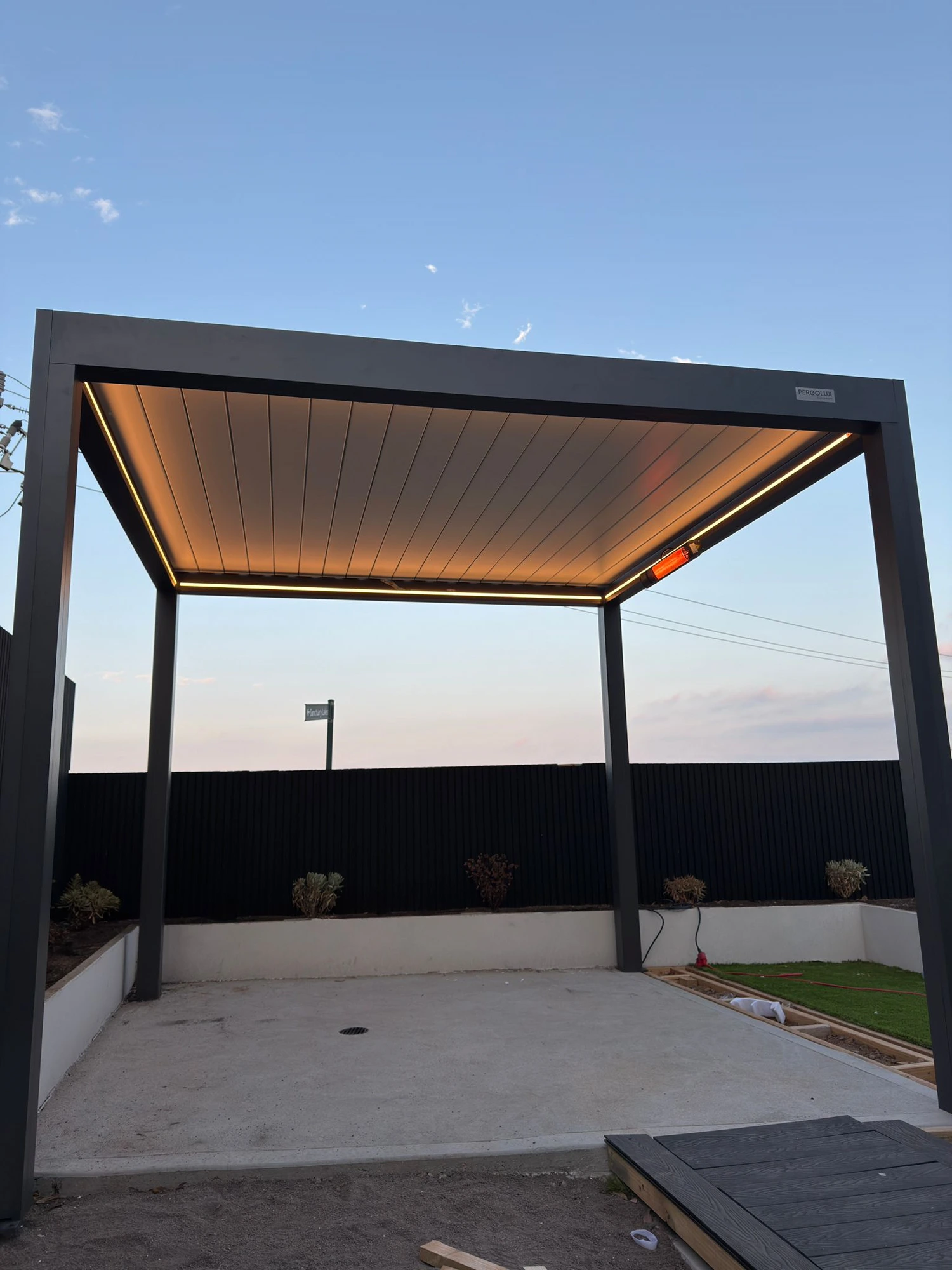 Louvered Roof Pergola with LED Lighting