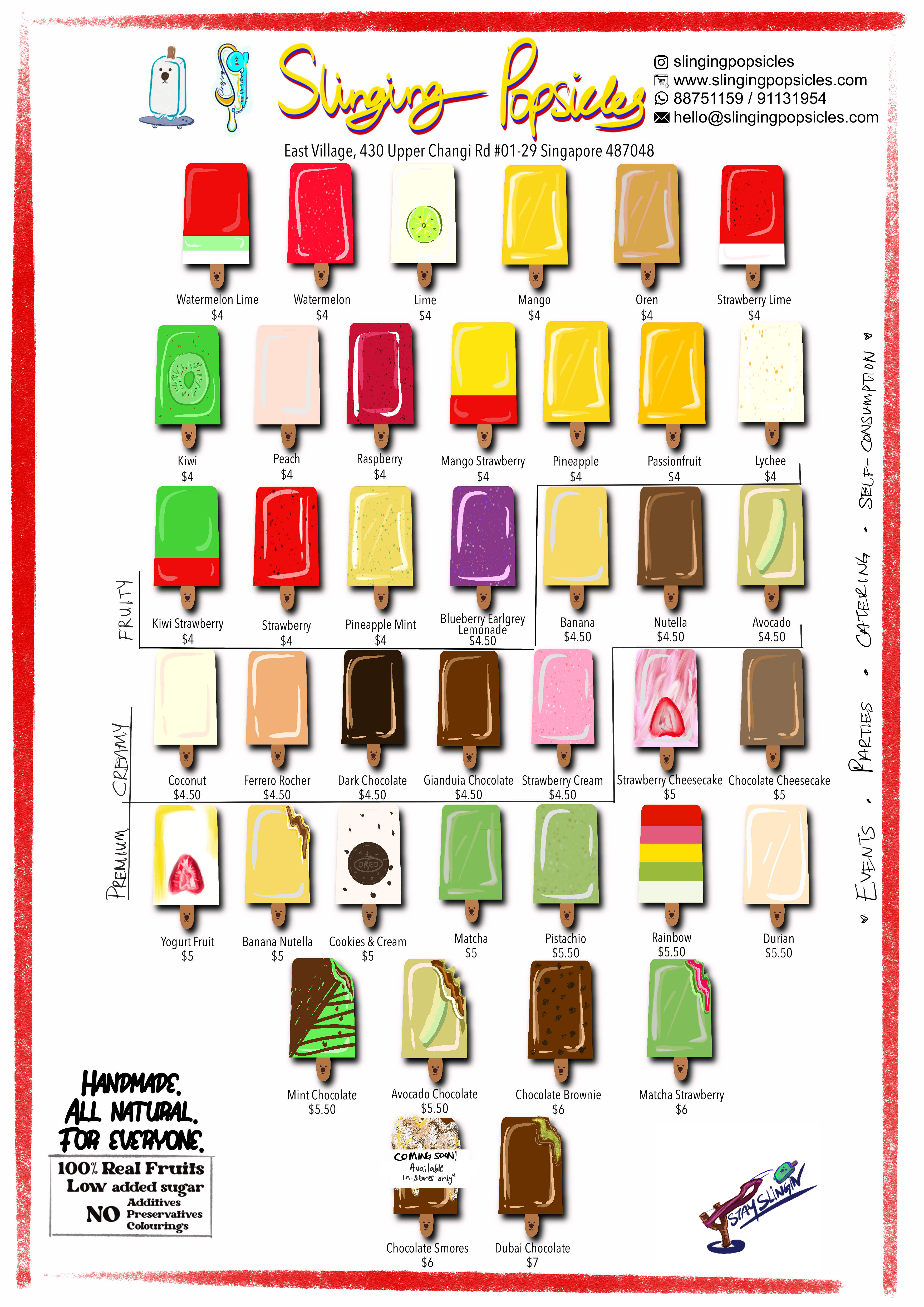 Slinging Popsicles Menu