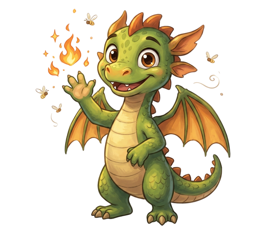 Flicker the dragon waving hello