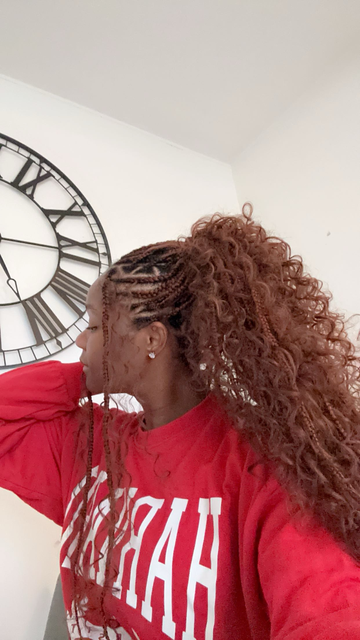 Boho braids with curly ends - back view