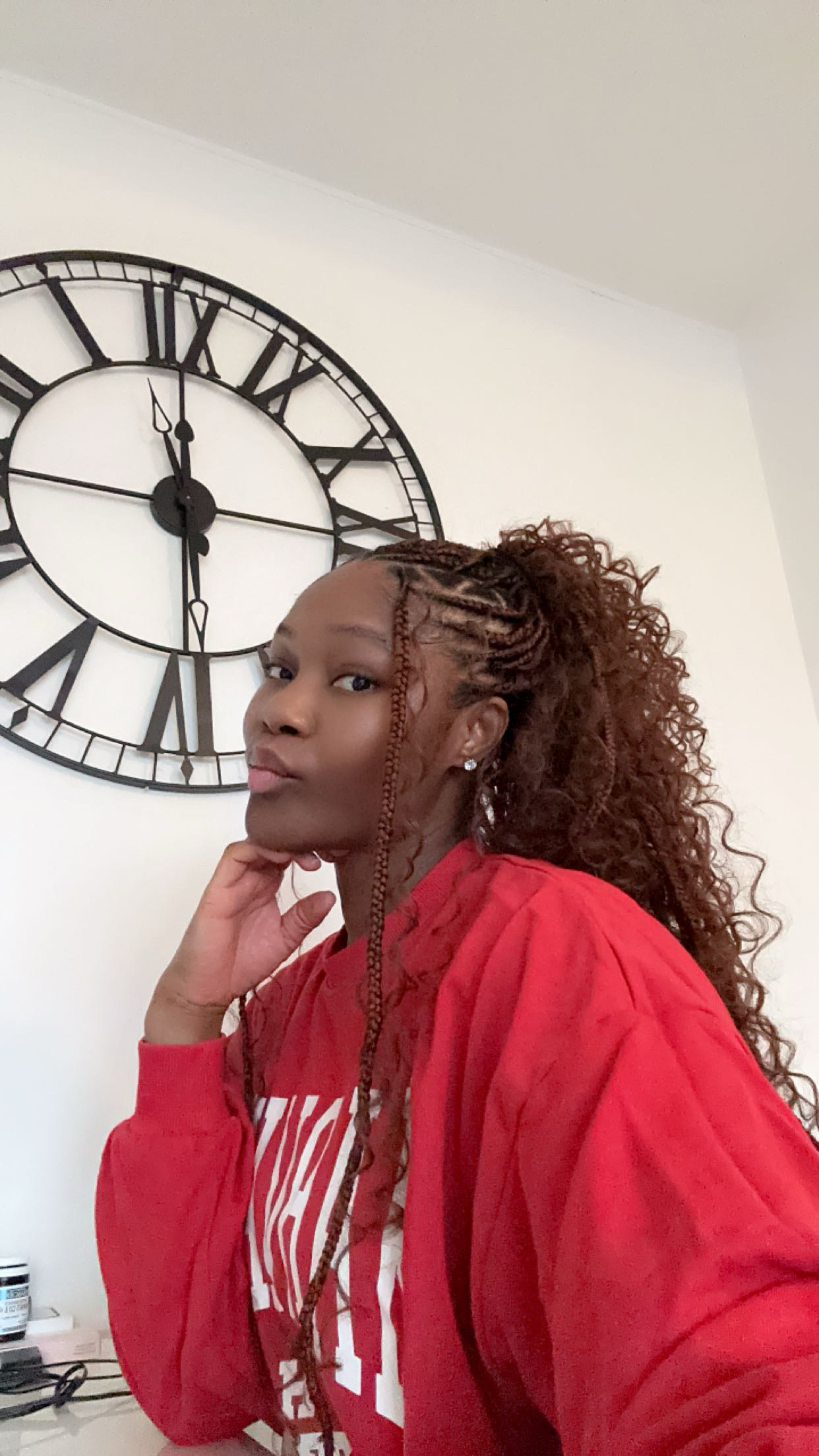 Boho braids with curly ends - side view