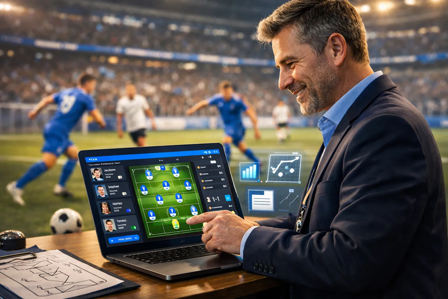 Team Manager mit Laptop