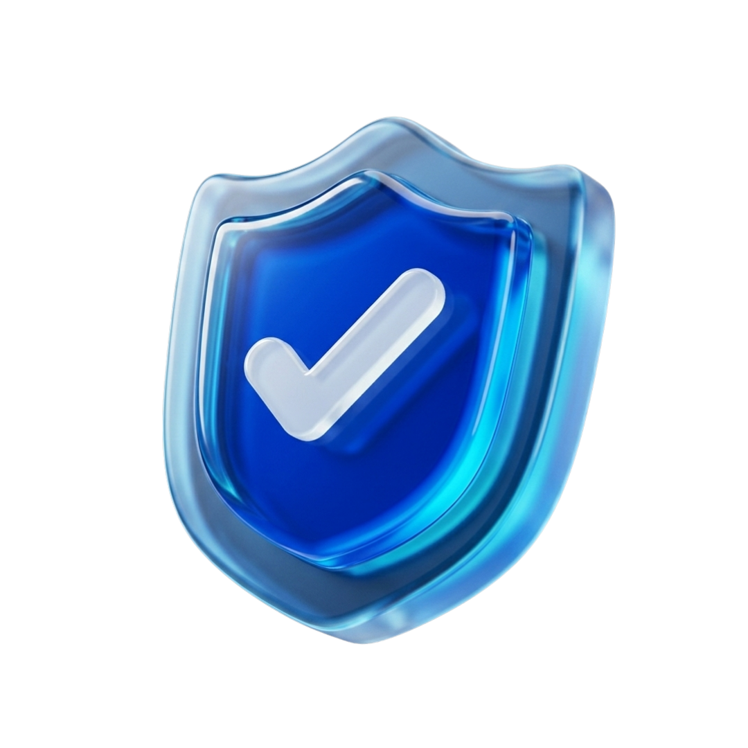 Glass shield with a checkmark