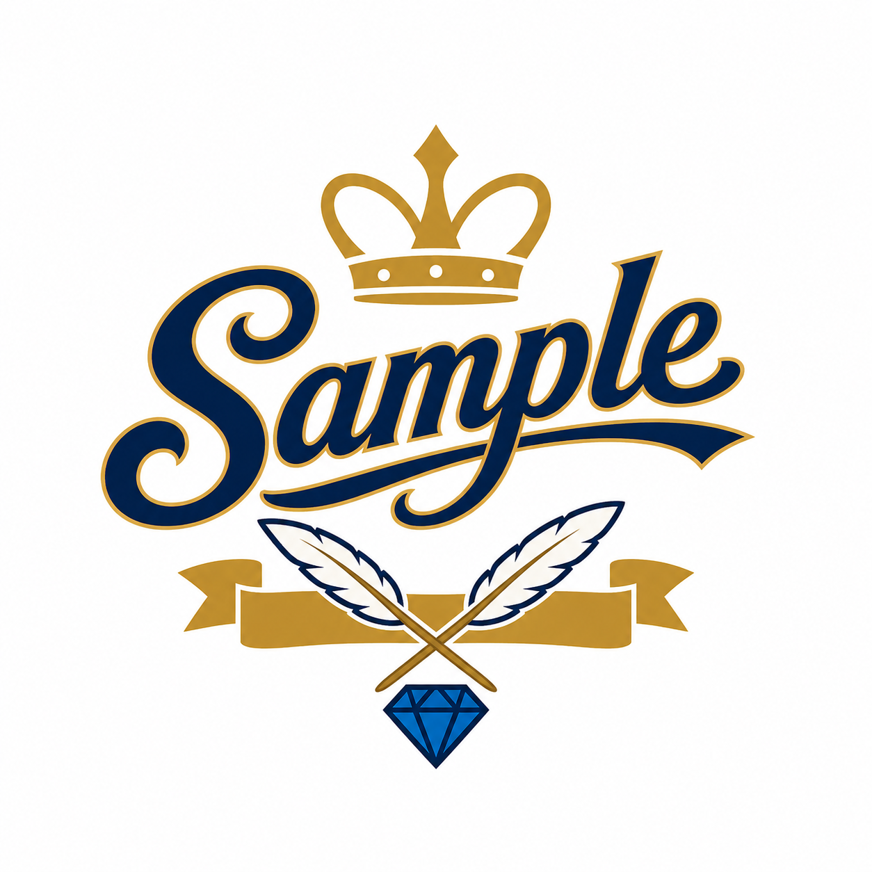 Flat two-tone navy and gold Sample crown logo — perfect for 15KB conversion