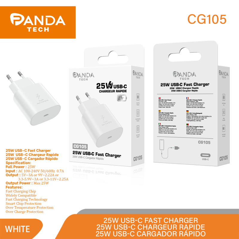Panda Tech CG105 Cargador Rápido 25W USB-C