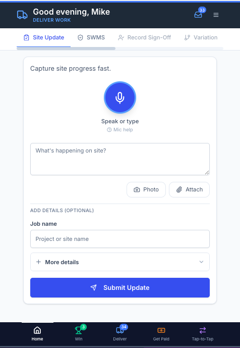 Deliver Work - Site Updates