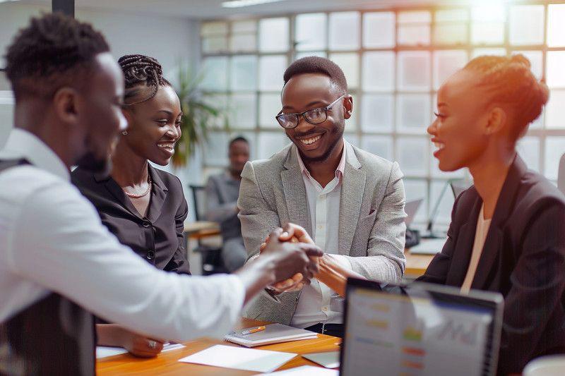 Professional accounting team in a corporate boardroom meeting