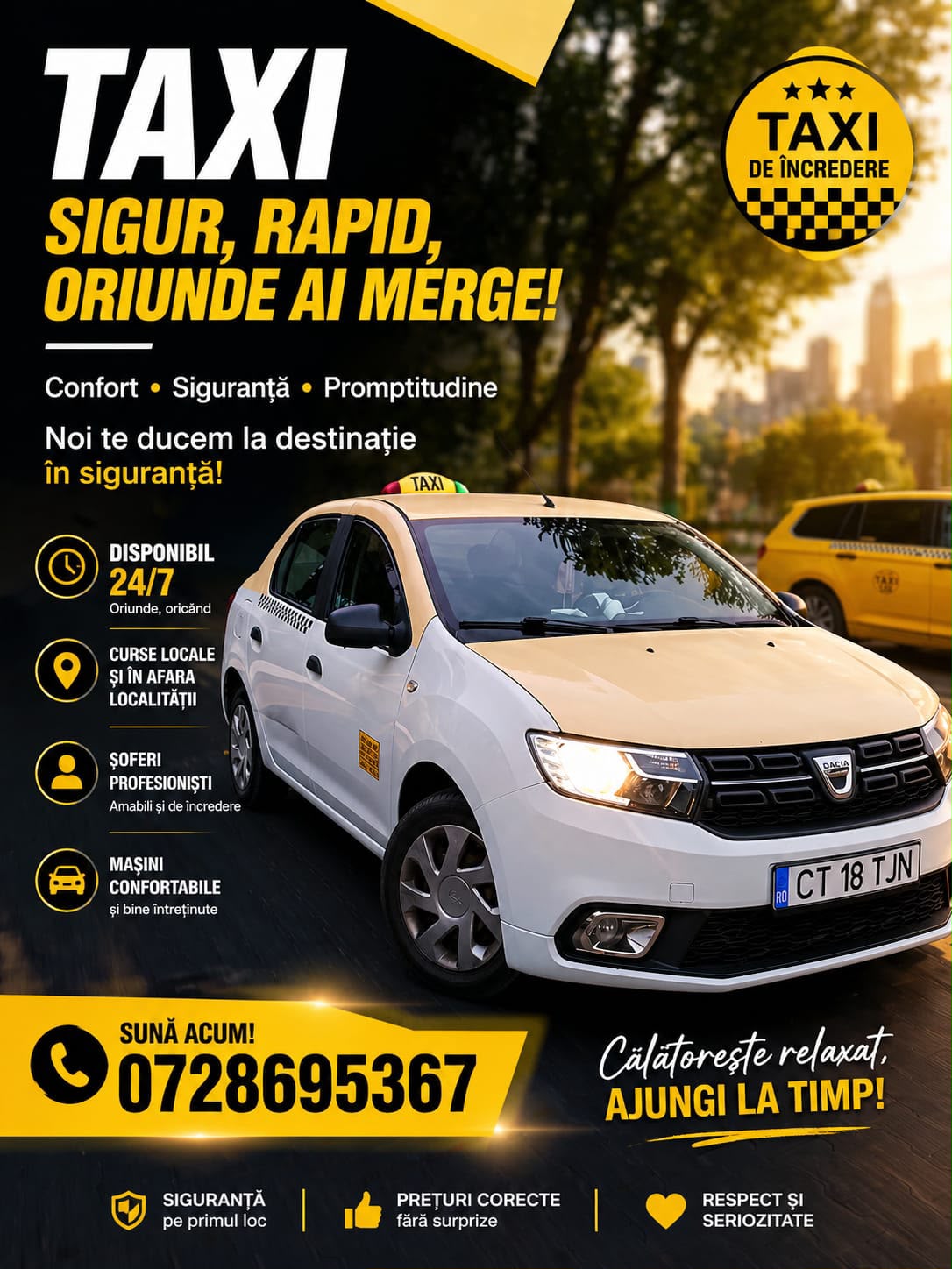 Taxi Non-Stop Mangalia - Sigur, Rapid, Oriunde ai merge