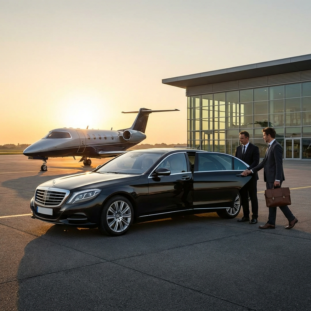 Luxe luchthavenvervoer met privéjet