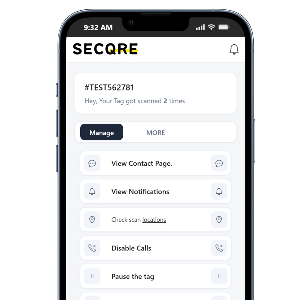 SECQRE mobile dashboard