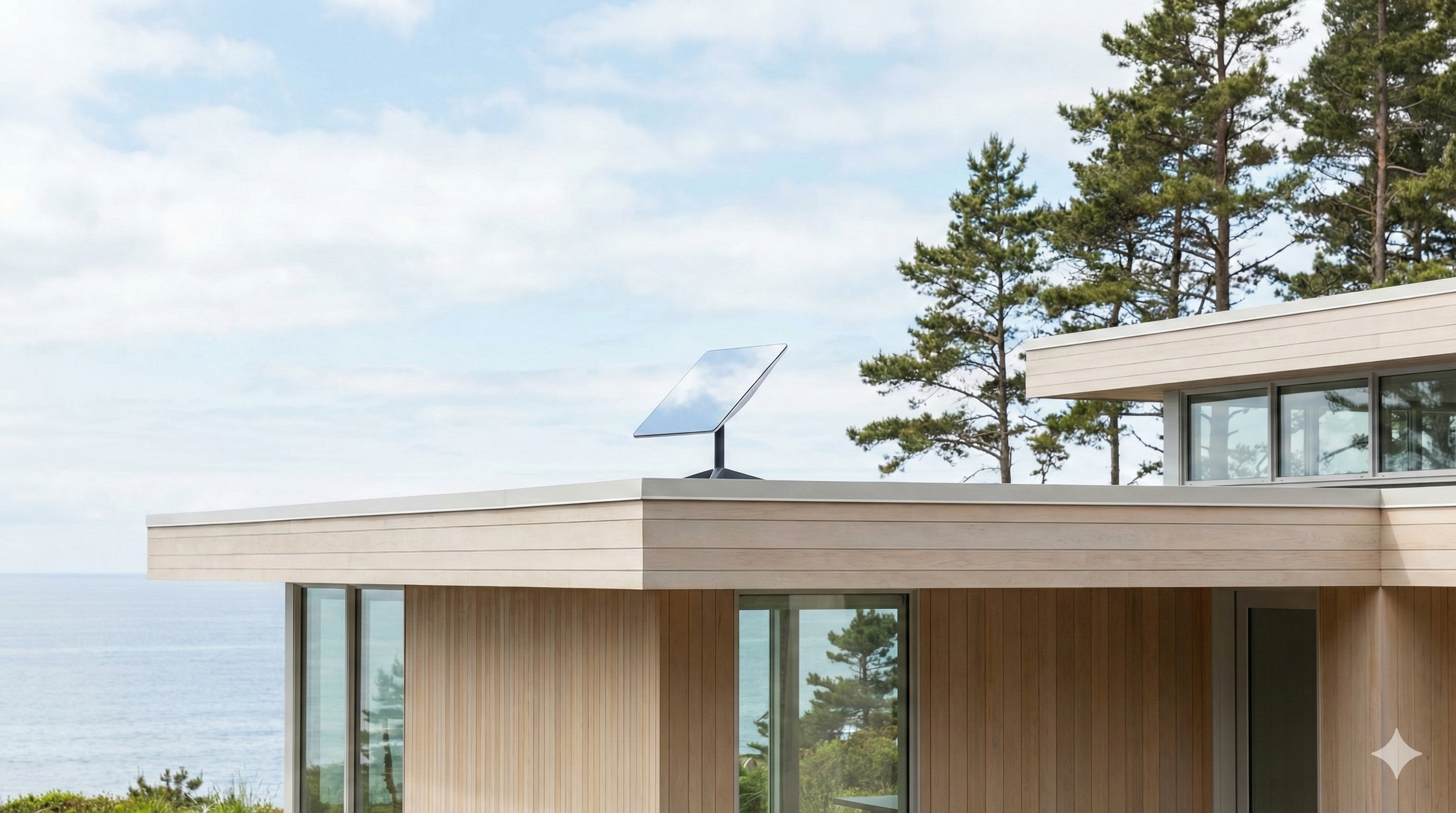 Casa con Starlink en la costa