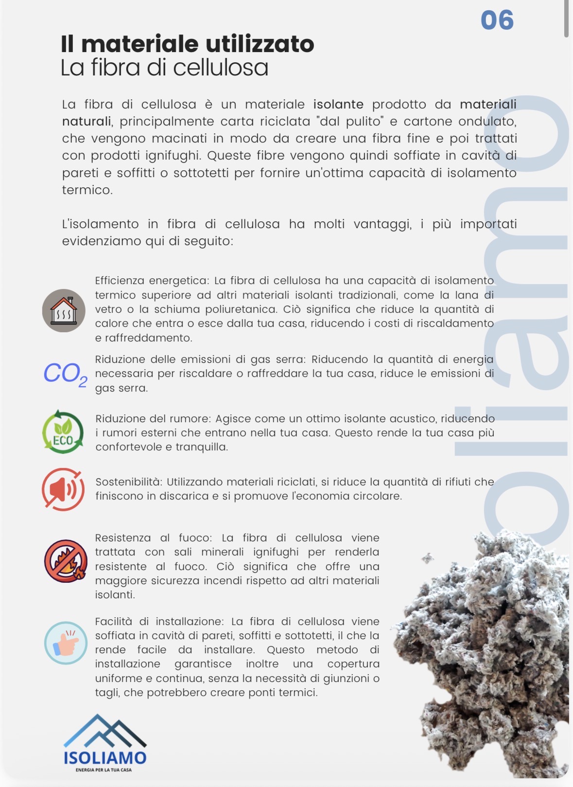 Fibra di cellulosa - Materiale isolante ecologico