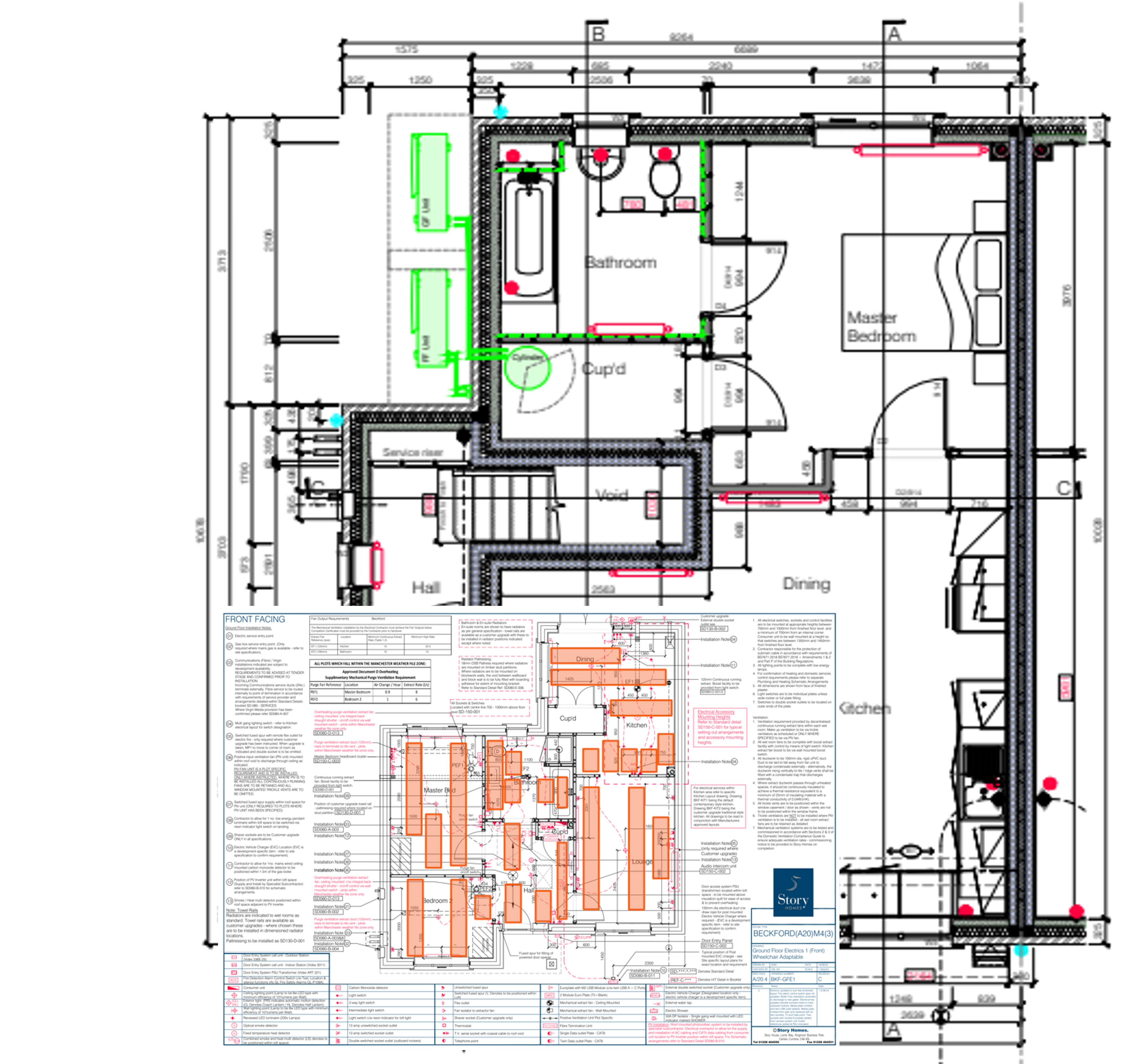 ecoHeatwave heating layout overlaid on a typical UK new-build floor plan