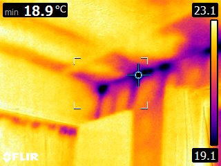 Test property — semi-detached brick home undergoing a whole-house airtightness test