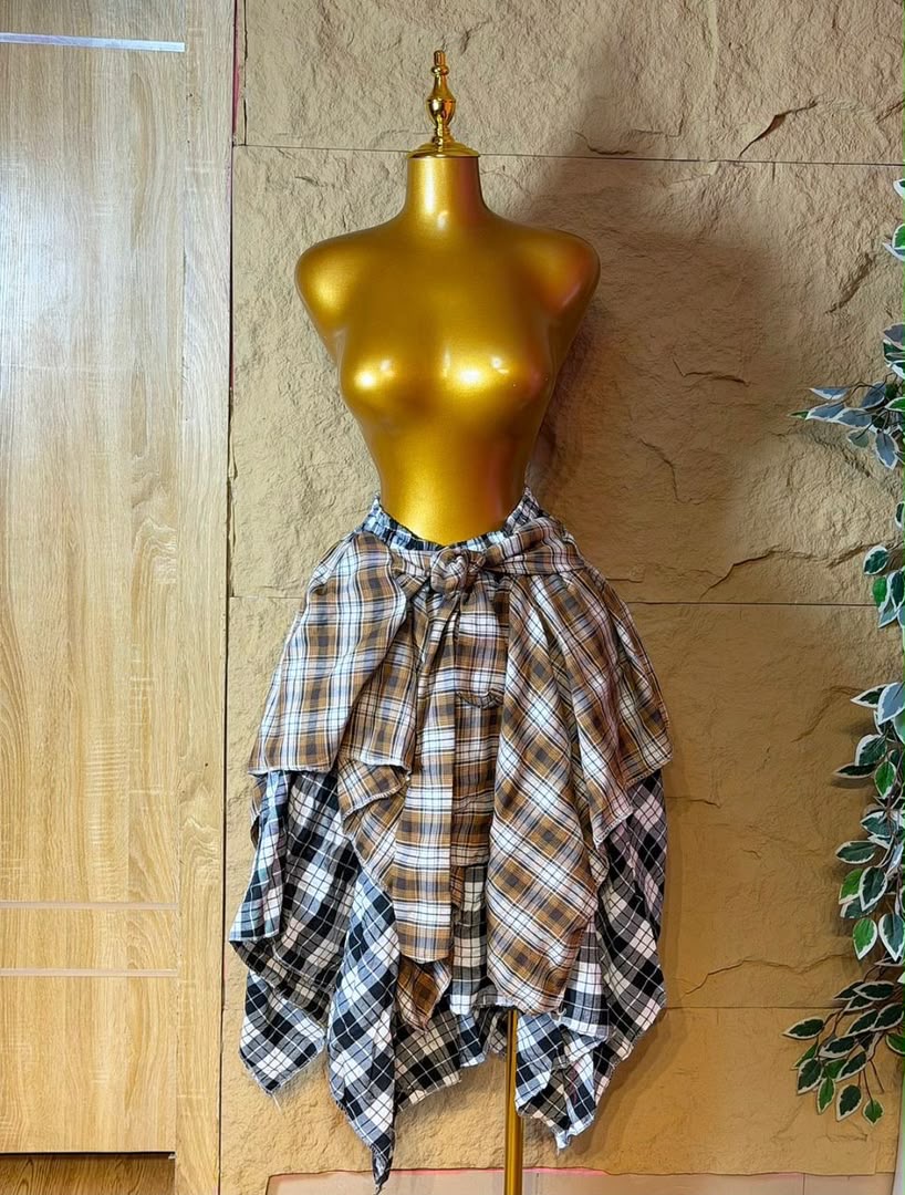 Tartan Cascade Wrap Skirt
