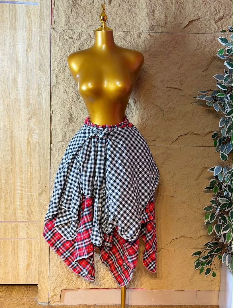 Pink Plaid Wrap Skirt