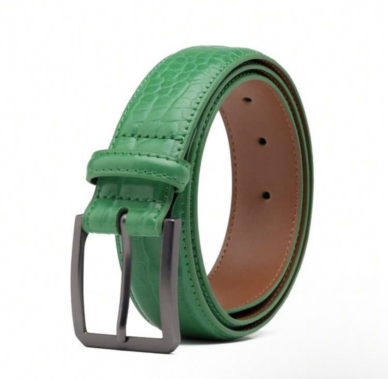 Emerald Croc-Embossed Belt