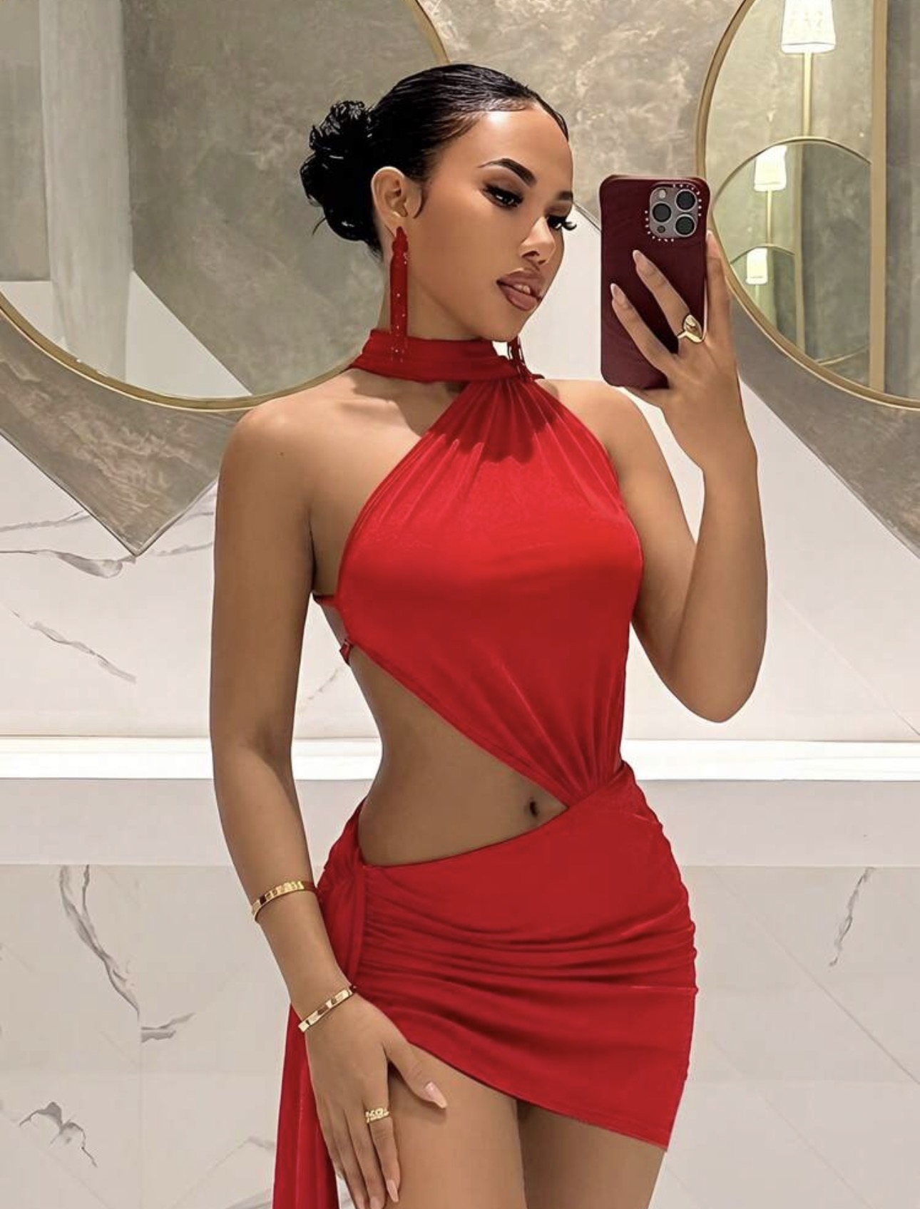 Scarlet Halter Cutout Mini