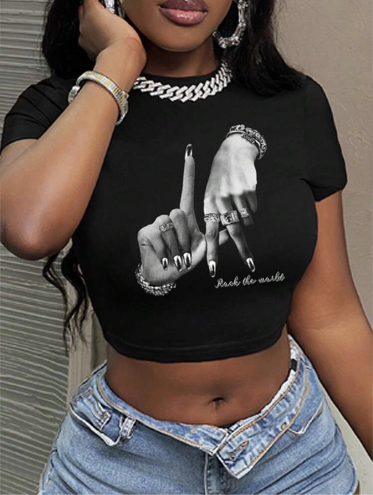 I Love Me Slogan Crop Tee