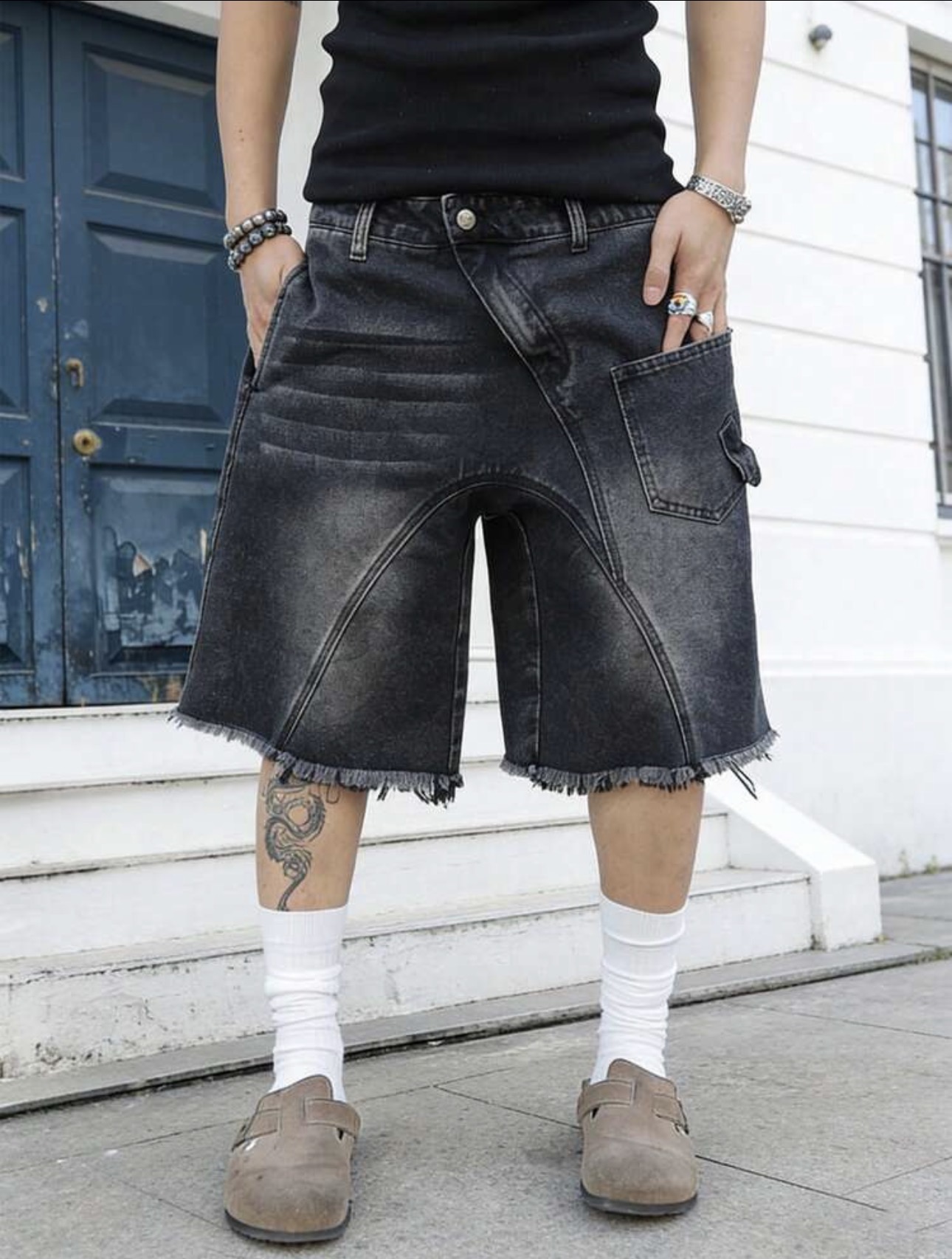 Bleached Distressed Denim Shorts