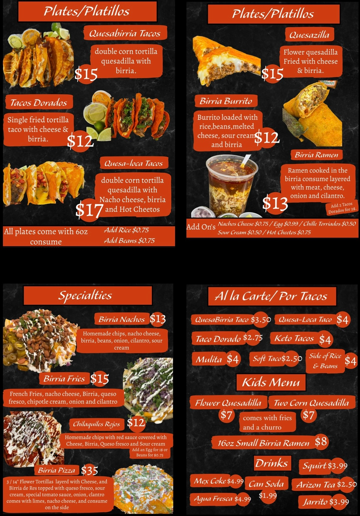 El Tijuas Tacos Full Menu