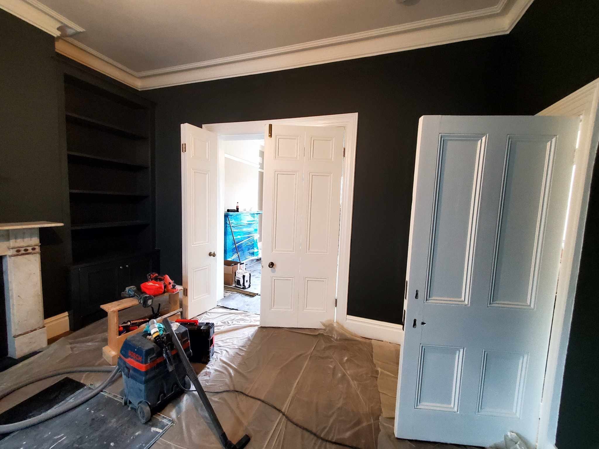Navy Drawing Room Mid-Repaint