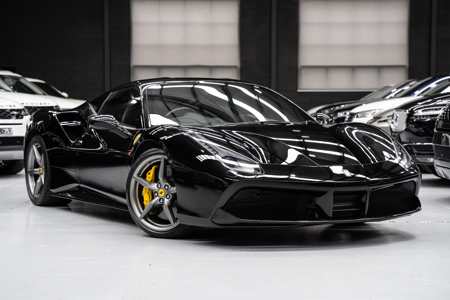 Black Ferrari in showroom