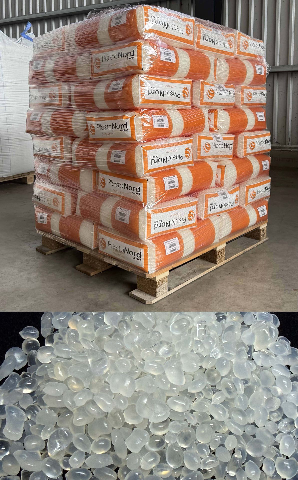 PlastoNord NORDFLEX TPU S 90-A packaging and transparent granules