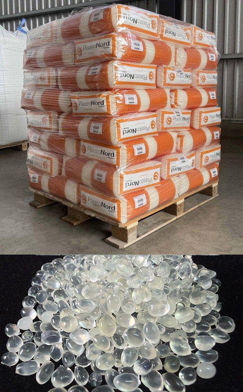 PlastoNord NORDFLEX TPU S 85-A packaging and translucent granules