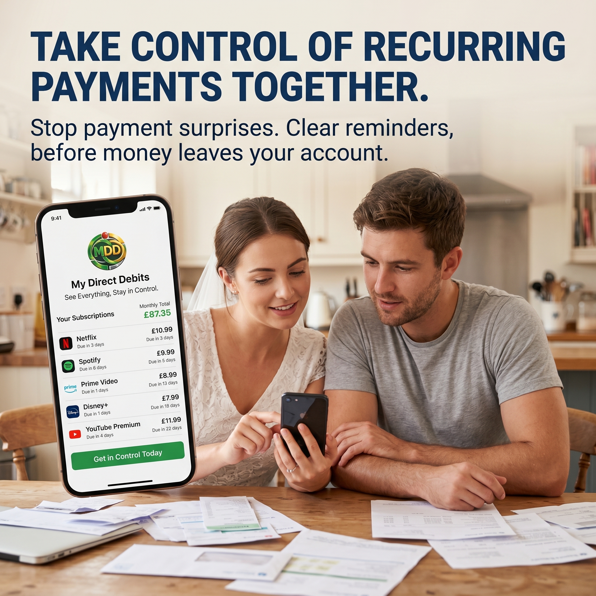Take control of recurring payments together — Stop payment surprises with My Direct Debits
