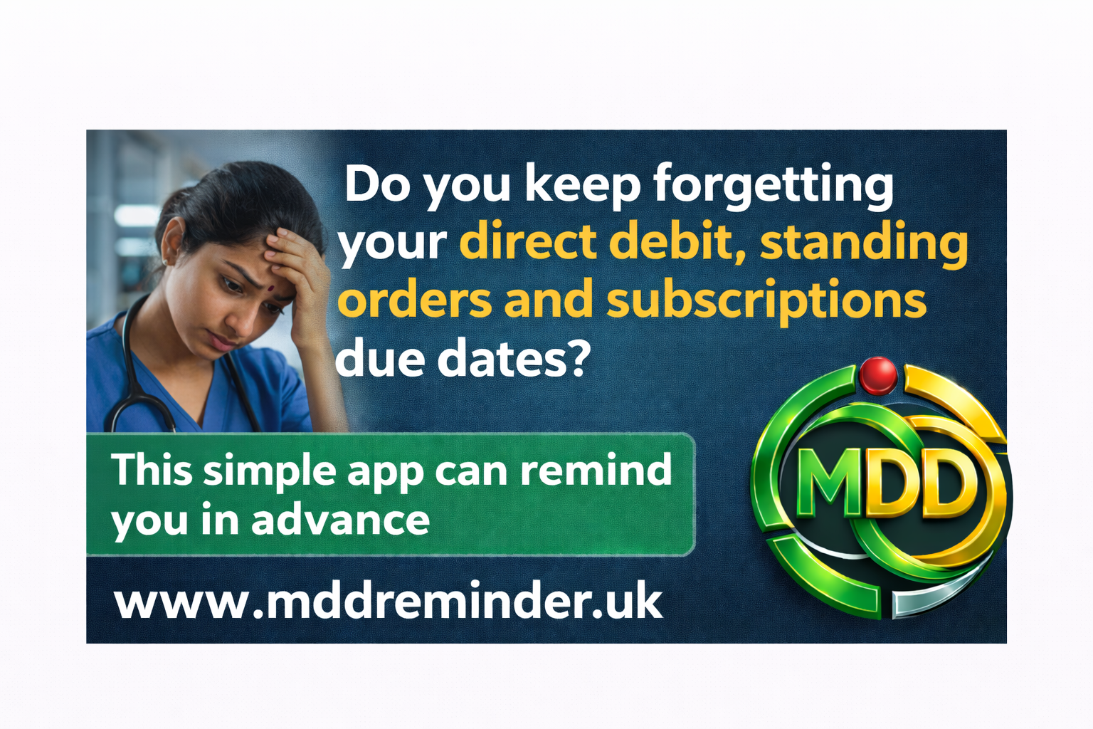 Nurse worried about direct debit due dates