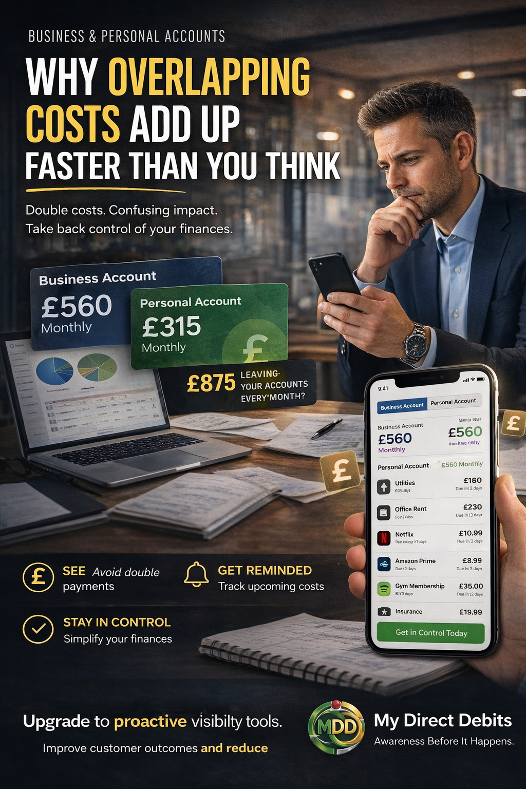 Business and private debits overlapping costs