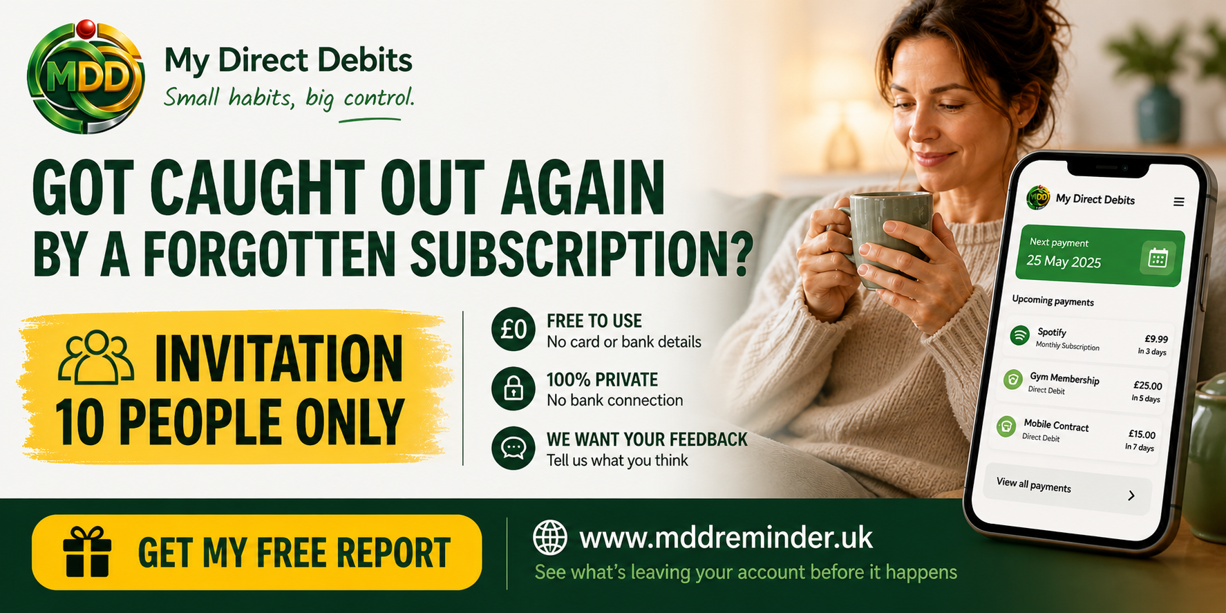 Got caught out again by a forgotten subscription? Invitation 10 people only — Get my free report
