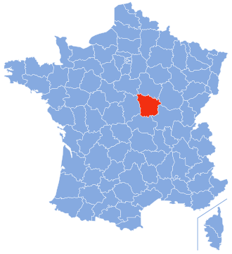 Carte de France - Nièvre en rouge