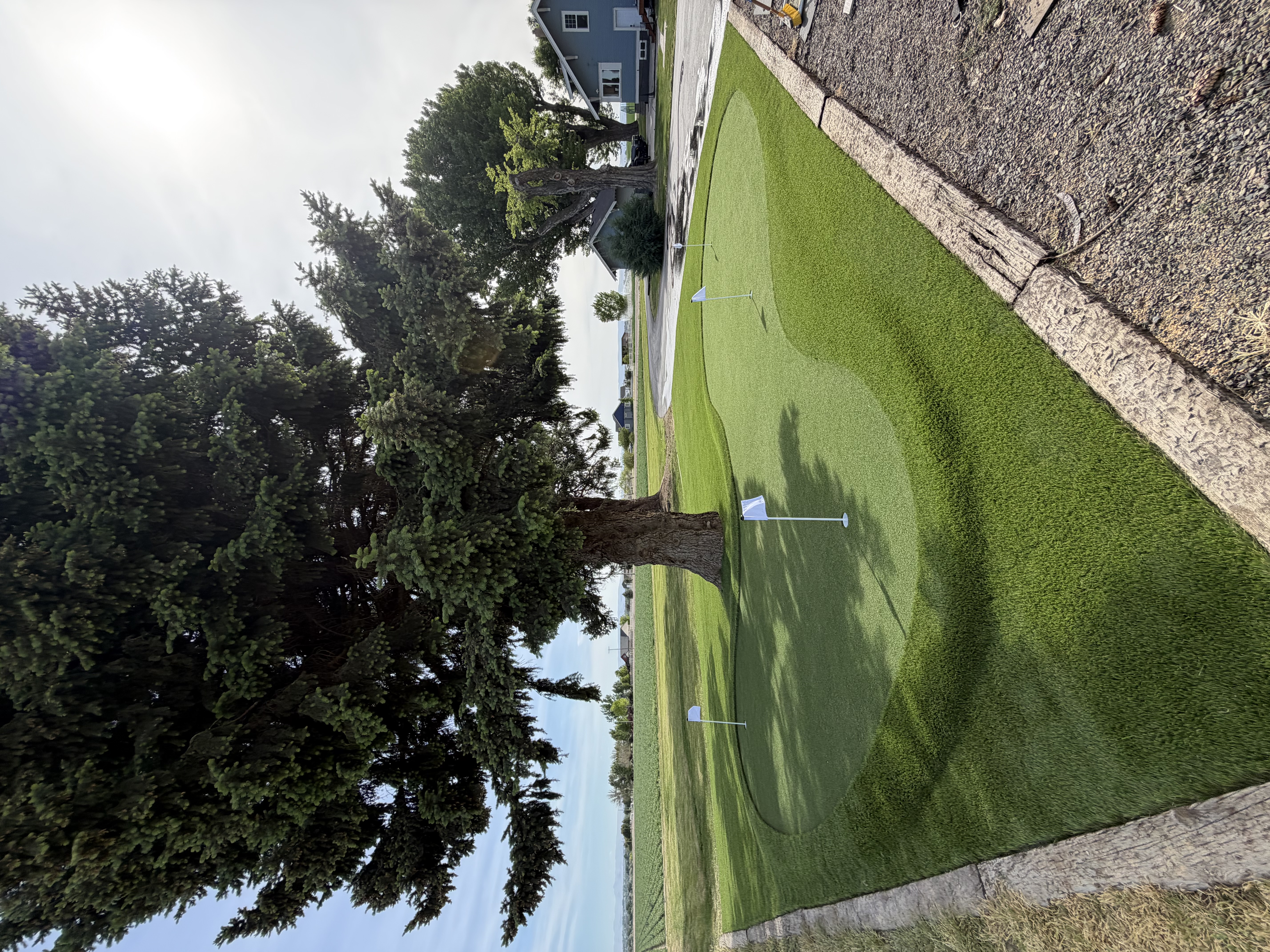 Shaded front-yard putting green