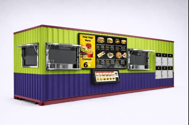 Branded modular kitchen unit — serving windows