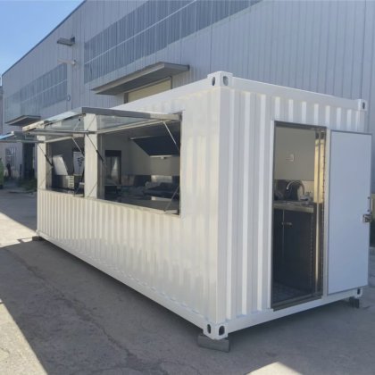 White modular container unit exterior