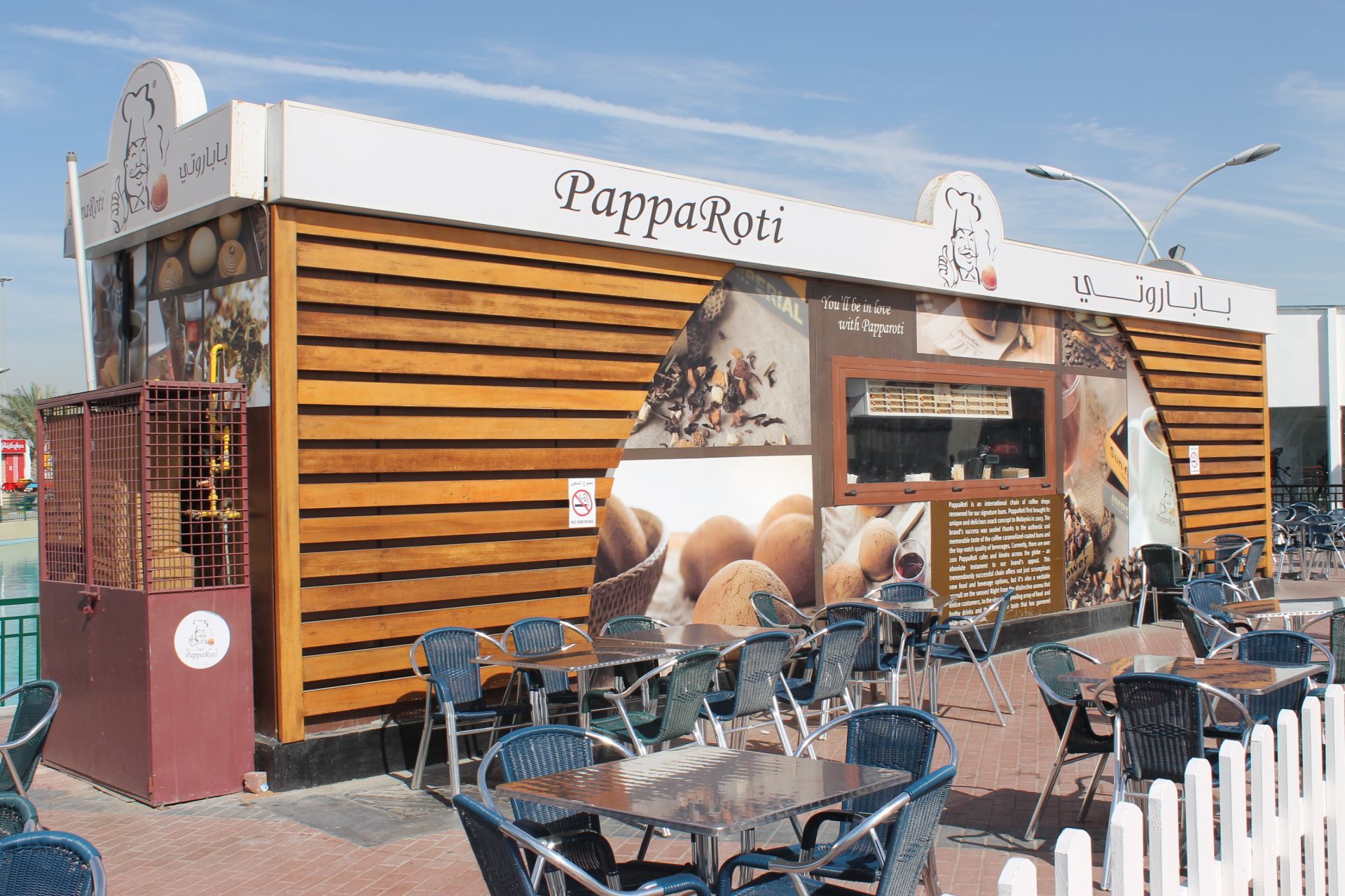 PappaRoti container café with outdoor seating