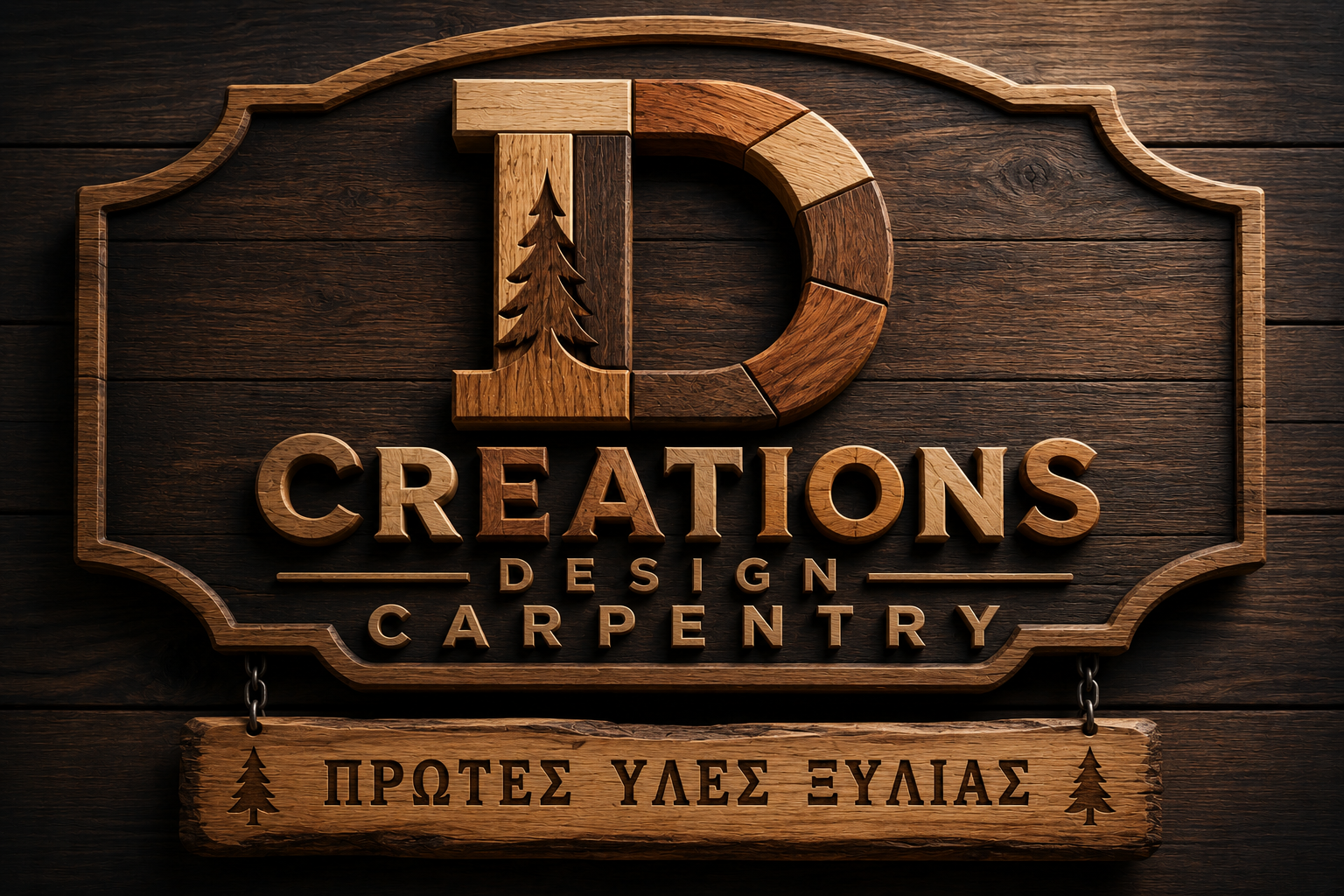 D Creations Design Carpentry — wooden banner