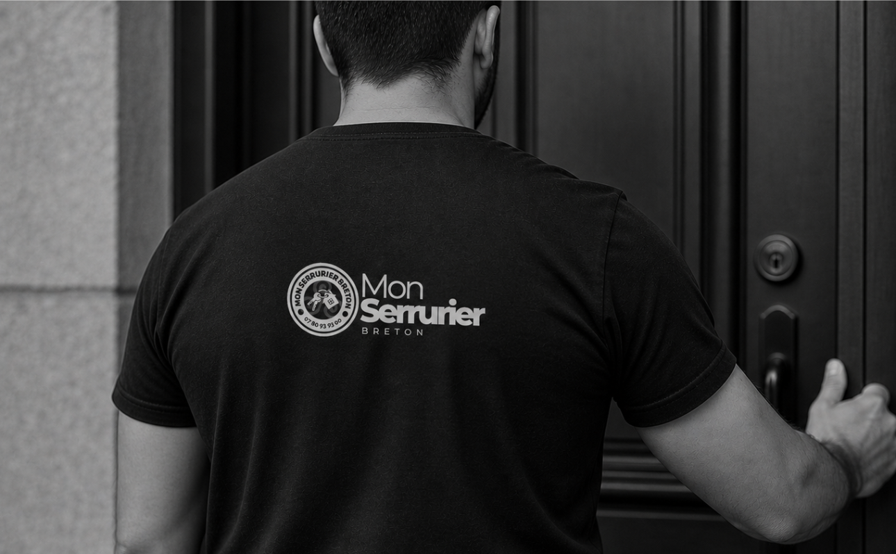 Artisan Mon Serrurier Breton intervenant sur une porte d'entrée