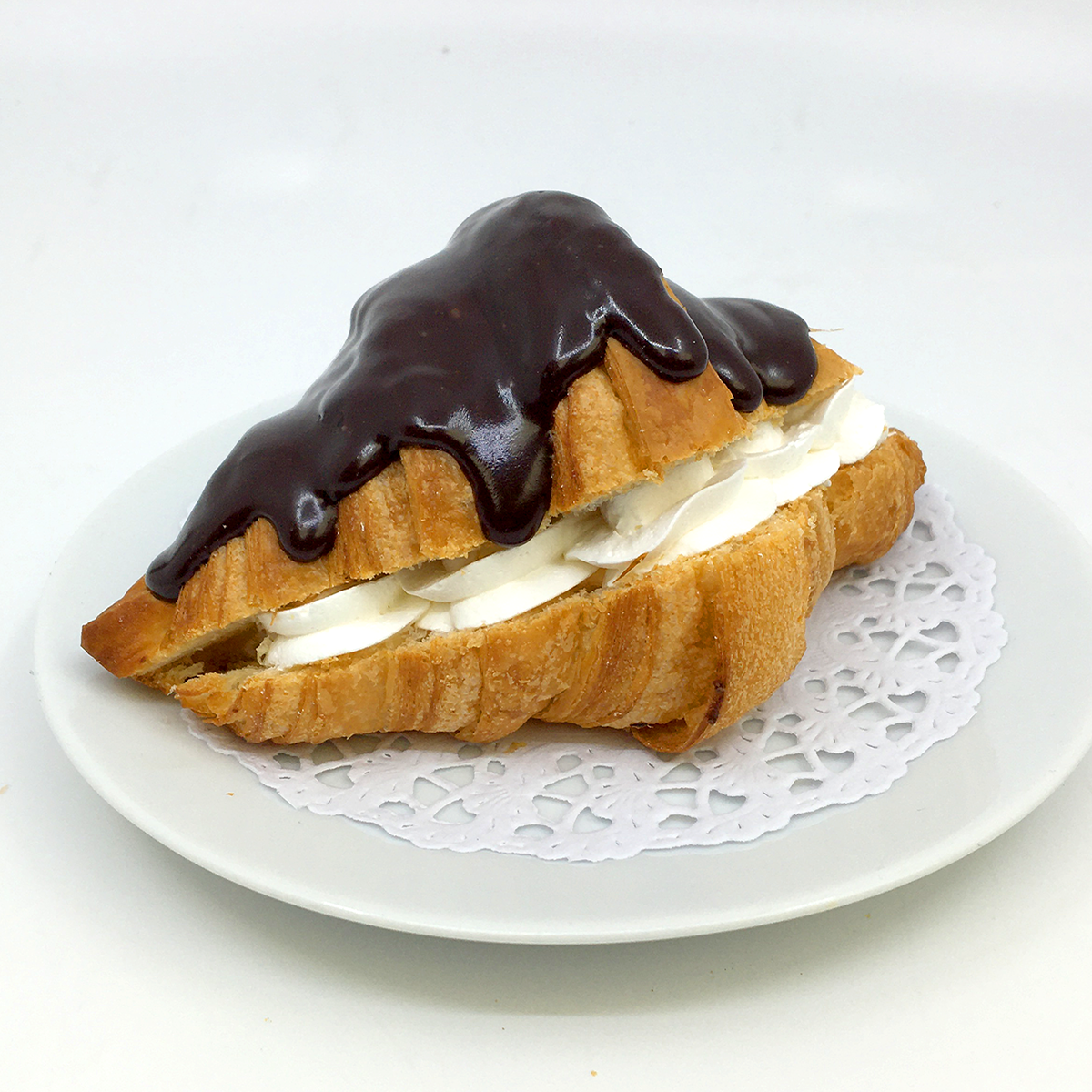 Chocolate-glazed cream croissant