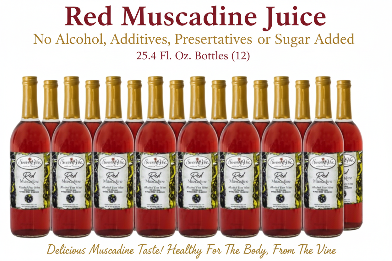 Sweet Vine Red Muscadine cases — perfect for weddings