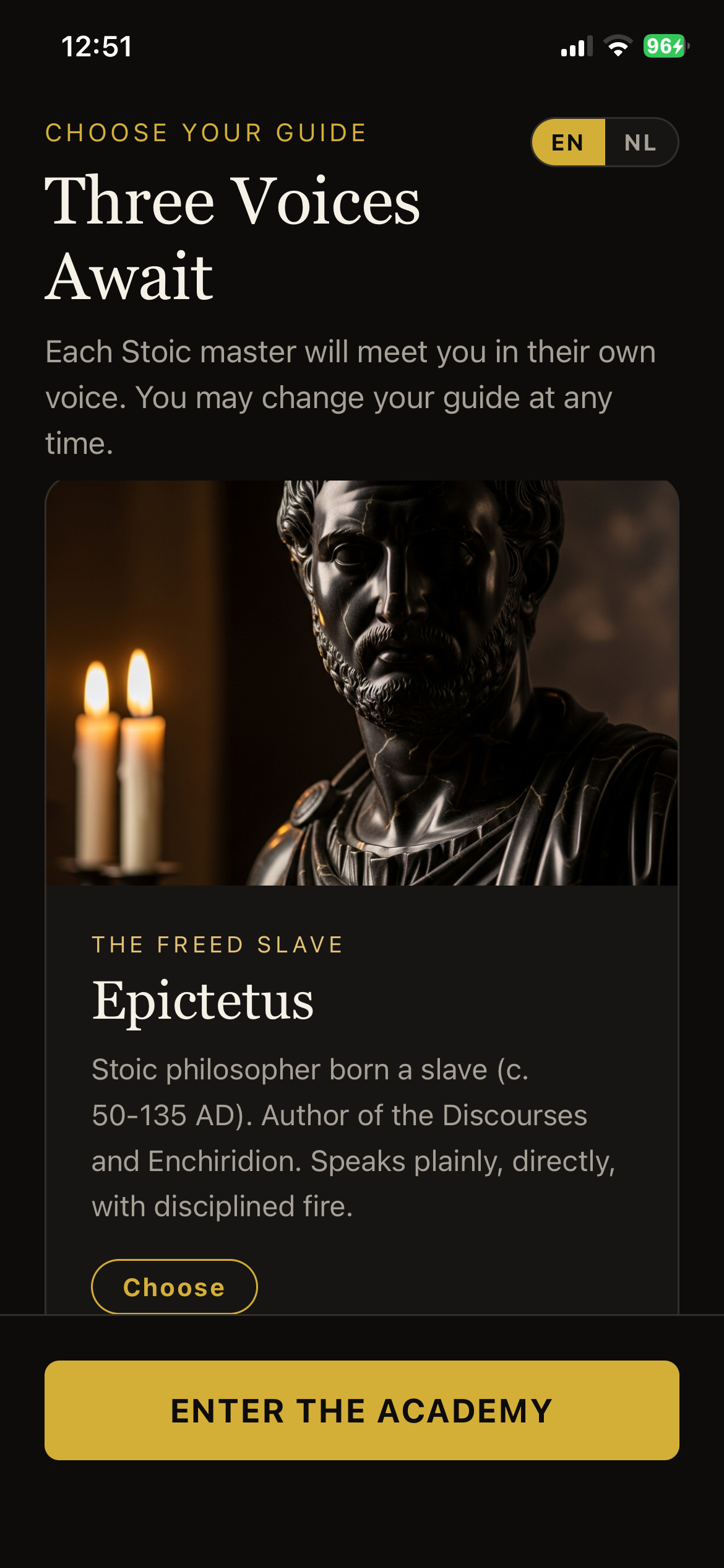 Virtue Guide app card for Epictetus