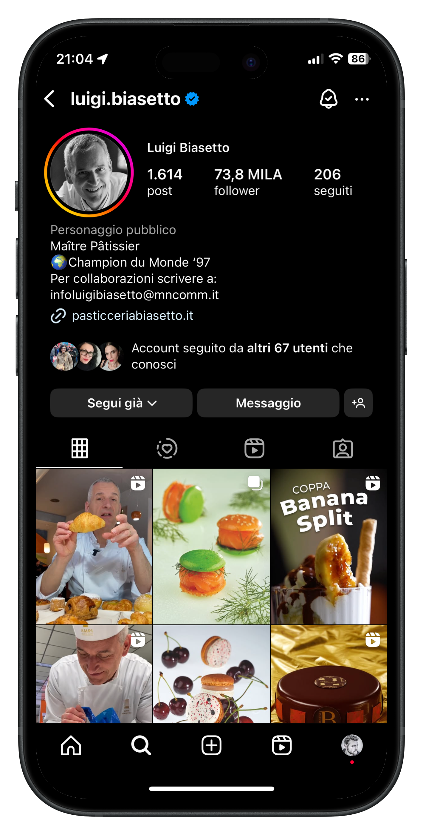 Mockup Instagram — profilo Luigi Biasetto