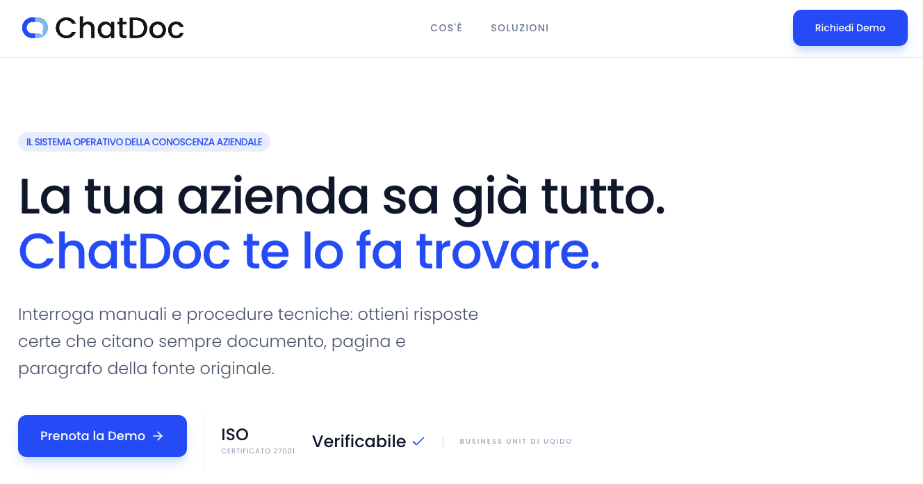 ChatDoc — La tua azienda sa già tutto