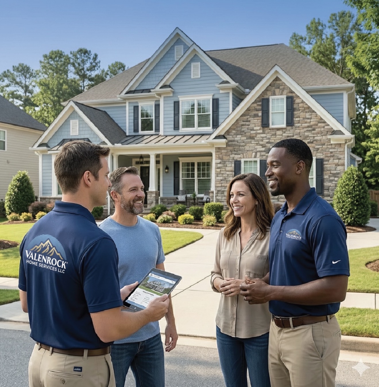 Valenrock team consulting with homeowners