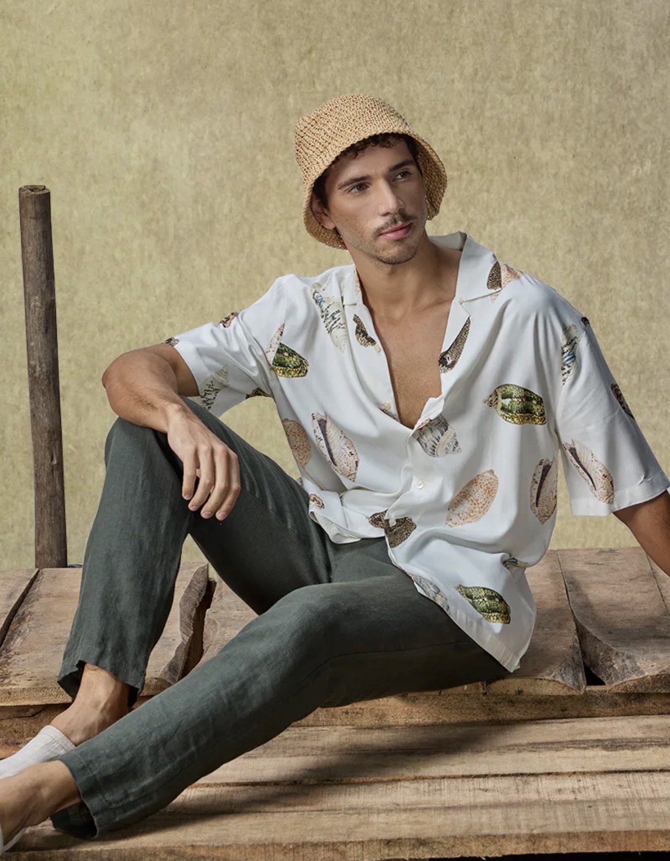 Coastal Shell Art Cuban Shirt
