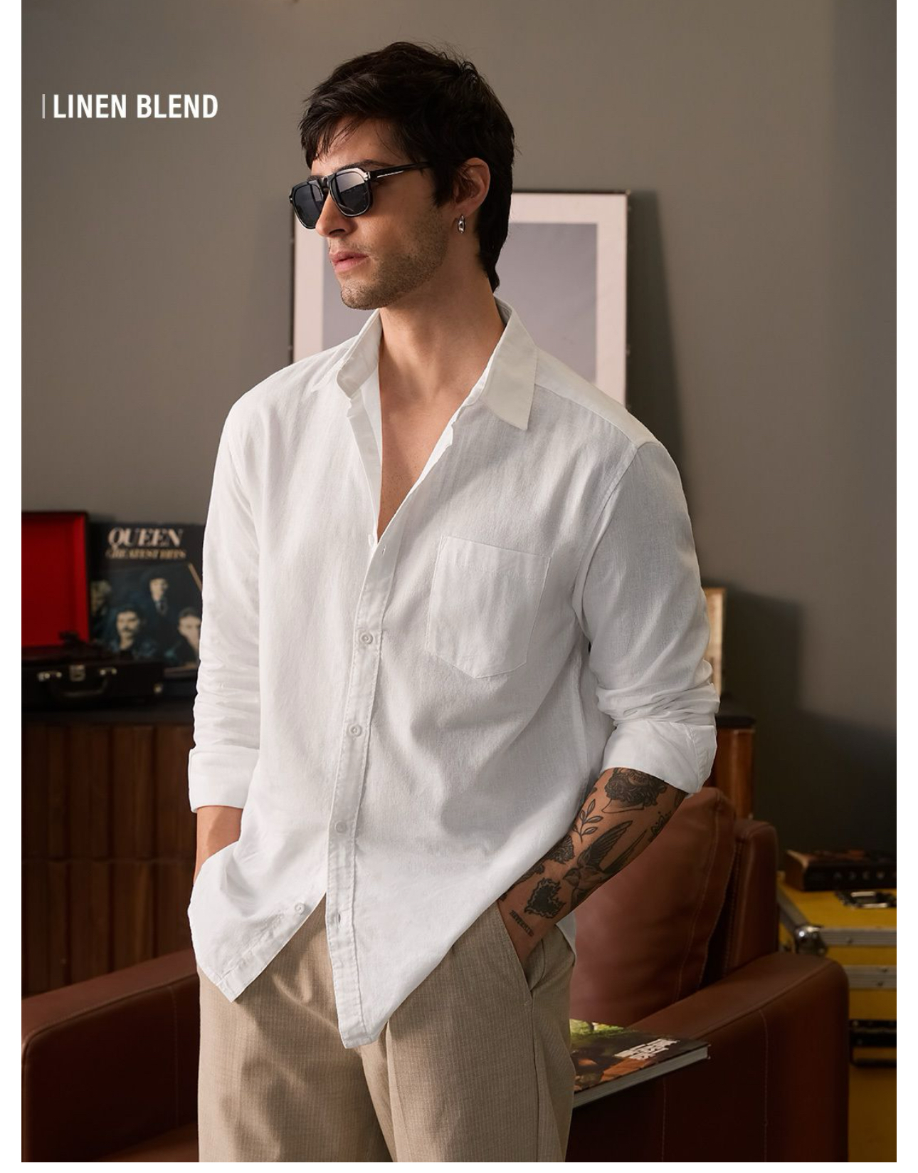 Classic White Linen Blend Shirt